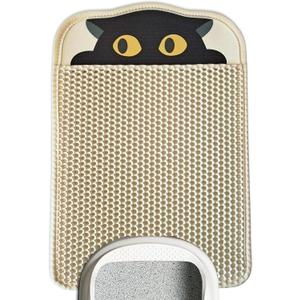 Lukamoo Cute Double-Layer Litter Mat, Ideal for Any Cat Litter (Medium (24'' x 16''), Biscuit Beige)