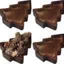 4 Pcs Christmas Wooden Bowl Christmas Tree Tray Dough Charcuterie Board Rustic Xmas Sushi Plate Hand Carved Wood Bowl Paulownia Bowls for DIY Decoration Dining Home