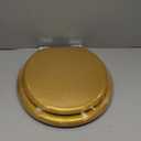Angol Shiold Glitter Toilet Seat Molded Wood Round Toilet Seat with Quietly Close and Quick Release Hinges, Easy to Install also Easy to Clean (Round 16.5'', Gold)