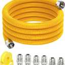 72" Flex Gas Line Connector Kit, Dryer Gas Line Hose with Connectors 1/2" MIP 1/2"FIP 3/4"MIP 3/4" FIP Fitting, 5/8" OD(1/2" ID) Stainless Steel Gas Line for Stove, Water Heater