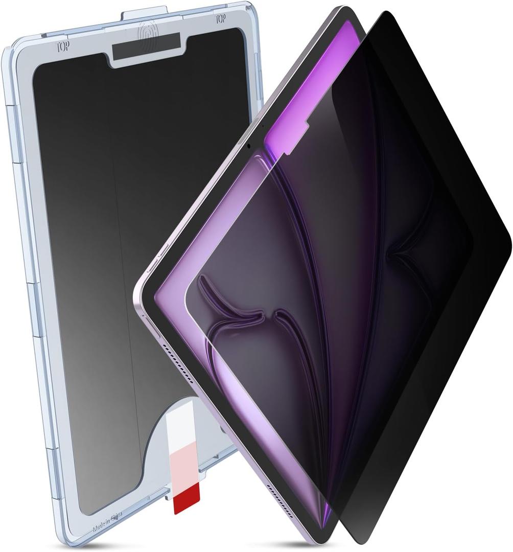 MOBDIK 1 Pack Privacy Screen Protector Compatible with iPad Air 13 M4/M3/M2 2026/2025/2024, Anti Spy, 9H Tempered Glass, EZ Kit