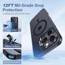 Mitywah for iPhone 16 Pro Case with Stand, 2X [Tempered Glass Screen Protector] Military-Grade Drop Protection N52 Magnetic Phone Case, Matte Translucent Slim Case Skin-Friendly Touch, Black