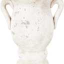 Deco 79 Ceramic Decorative Vase Antique Style Distressed Centerpiece Vase with Handles, Flower Vase for Home Decoration 14" x 11" x 18", Cream