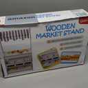 Wooden Market Stand Toy, Pretend Play Grocery Store Playset for Toddler, Fruit Vegetable Stand Selling Stall Shop with 24 PCS Food Accessories for Kids 3+