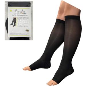 Presadee Ultra Thin 8-15 mmHg Mild Sheer Compression Leg Calf Open Toe Socks (2X-Large, Black)