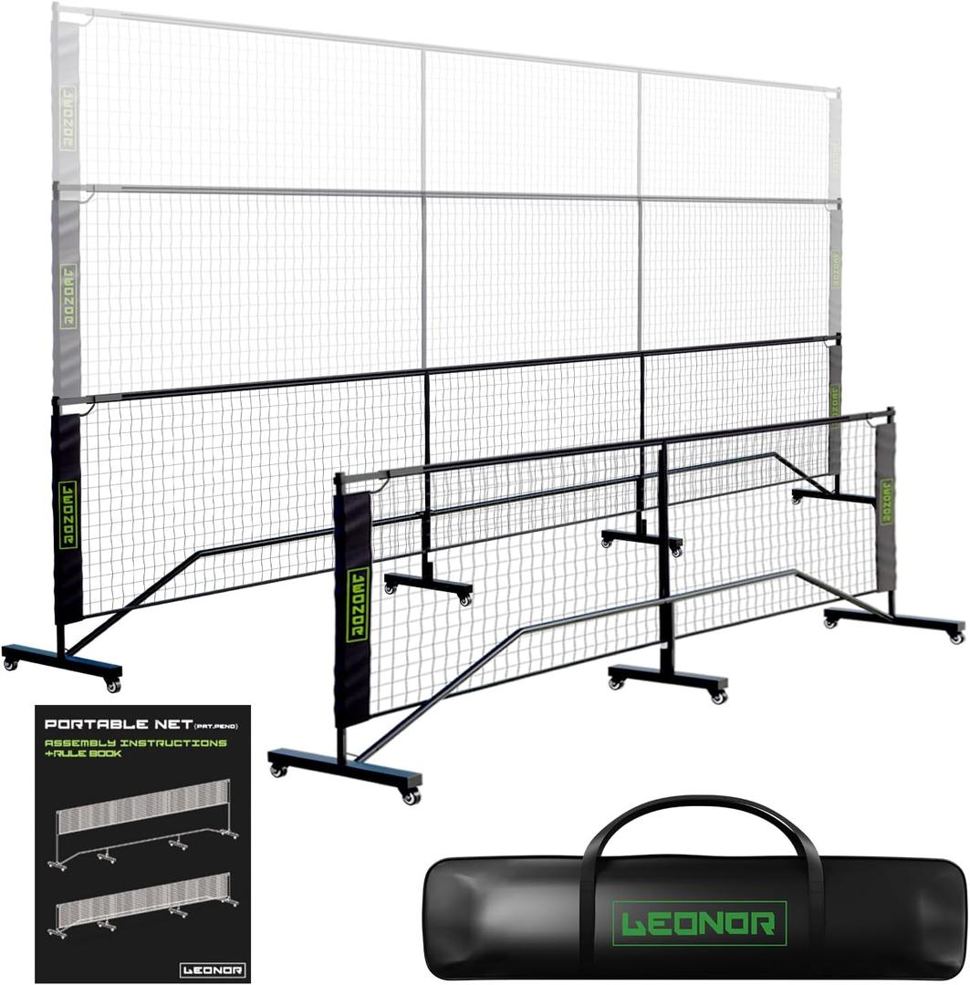 6 in 1 - Multi Sport Net - Pickleball Net, Badminton Net, Tennis Net, Outdoor Volleyball Net for Backyard - Regulation Size 22ft & Half Court 11ft - Patented Portable Pickleball Net & Driveway Nets