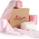 Pretty Jolly Pink Set Silk Satin Ribbon for Flower Bouquet 4 Rolls 1 Inch x 5Yd Handmade Frayed Fabric Ribbons for Gift Wrapping,Crafts,Baby Shower,Wedding Invitations,Hair Bows and Holiday Decor