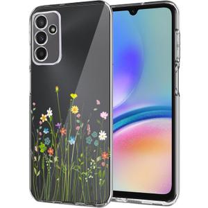 Unov Case Compatible with Samsung Galaxy A05s Clear with Design Soft TPU Shock Absorption Slim Embossed Pattern Protective Back Cover 6.7 inches (Flower Bouquet)