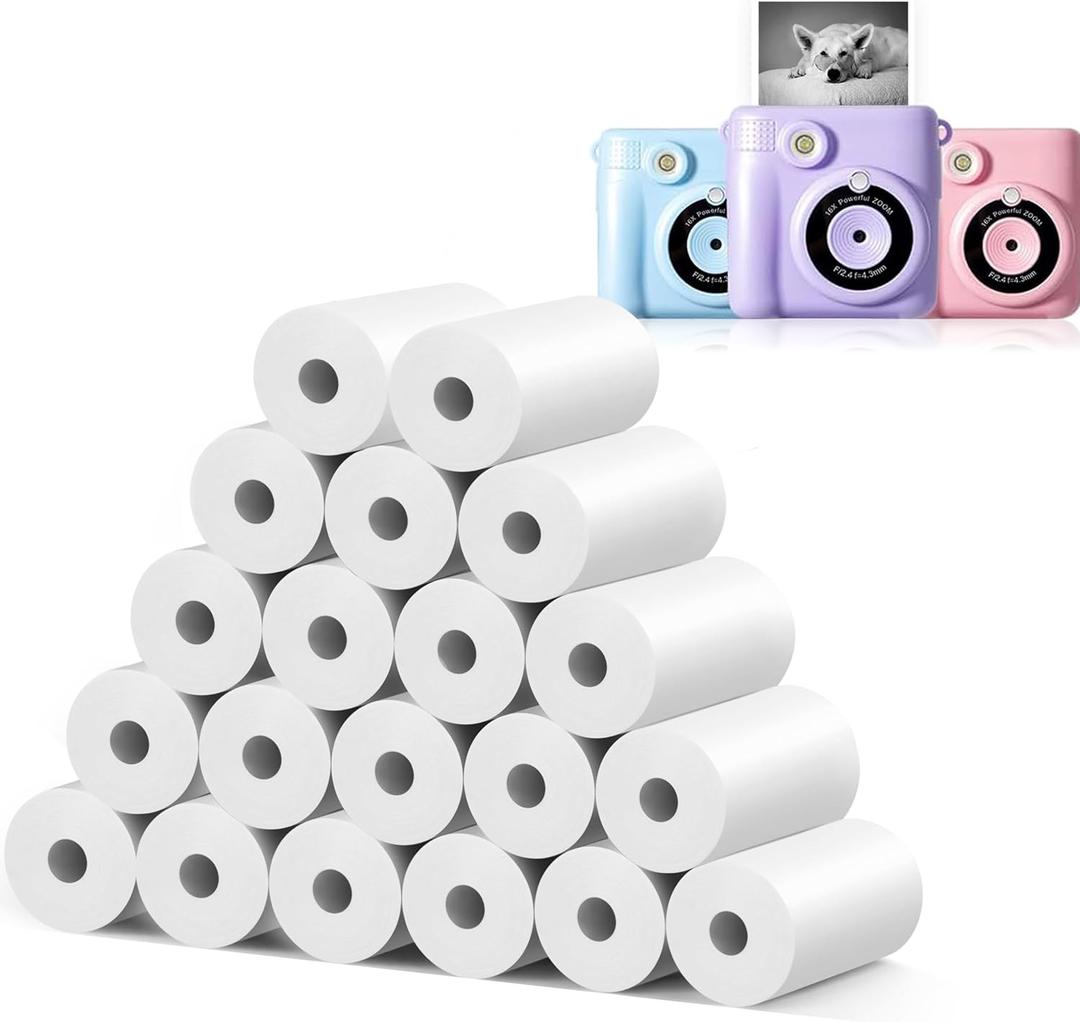 20 Rolls MIARALA Instant Print Kids Camera Paper Roll Refill, HD Print Paper Refill for Most Kids Instant Camera, Compatible with ESOXOFFORE/Dylanto/DUDUDRAGON/Cimizi Instant Camera, BPS/BPA-Free