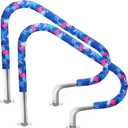 Junkin 2 Pcs Pool Handrail Covers Slip Resistant Rail Grip Covers for Swimming Pool Hand Railing(Flamingo Zip Style,4 ft)