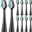 Replacement Toothbrush Heads for Waterpik Complete Care 5.0/9.0, and Compatible with AquaSonic Duo and Home Dental Center Electric Toothbruh, 10 Count(Pack of 1), Black
