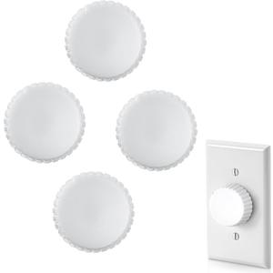 Dreyoo 4 Pack Rotary Dimmer Replacement Knob Compatible with Lutron RK-WH, Dimmer Switch Knob Upgraded Wave Edge Design, White