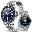 SOUYIE 2025 DA GPT Smart Watch for Men, Heart Rate, Blood Pressure, Blood Oxygen, Sleep Monitor, 107 Sports Modes, 1.19-inch AMOLED Display, Waterproof Round Watch, Compatible Android iOS Silver Blue