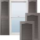 Ekena Millwork Lifetime Vinyl LL1S14X05500MS Standard Cathedral Top Center Mullion, Open Louver Vinyl Shutters, w/Installation Shutter-Lok's & Matching Screws (Per Pair), 14.5"W x 55"H, Musket Brown