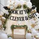 2 x Look at You All Clever & Shit Banner, Graduation Banners, Class of 2025 Party Decoration, Well Done You Did It, Congrats Grad Banner Black Glitter