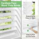 SEEYE 2 Inch Faux Wood Blinds for Indoor Windows with Crown Valance, Cordless Room Darkening Window Blind, 33" W x 60" H, Horizontal Wooden Shades for Bedroom, Kitchen, Office, Doors, White