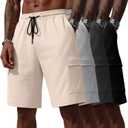 August Alley 4 Pack Men's Cargo Shorts Big and Tall Athletic Gym 9 Inch Bermuda Baggy Drawstring Summer Shorts with Pockets, 3XL