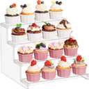 Lifewit 4 Tier Clear Cupcake Stand, 12 Inch Display Shelf for Cupcake, Desserts, Figurines, Perfumes, Display Risers Stand for Holiday, Birthday, Wedding Party Decor, 1-Pack