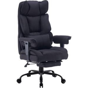 Efomao Big and Tall Office Chair 400 lb Weight Capacity, High Back Executive Office Chair with Foot Rest, Fabric Computer Chair for Back Pain Relief, Black