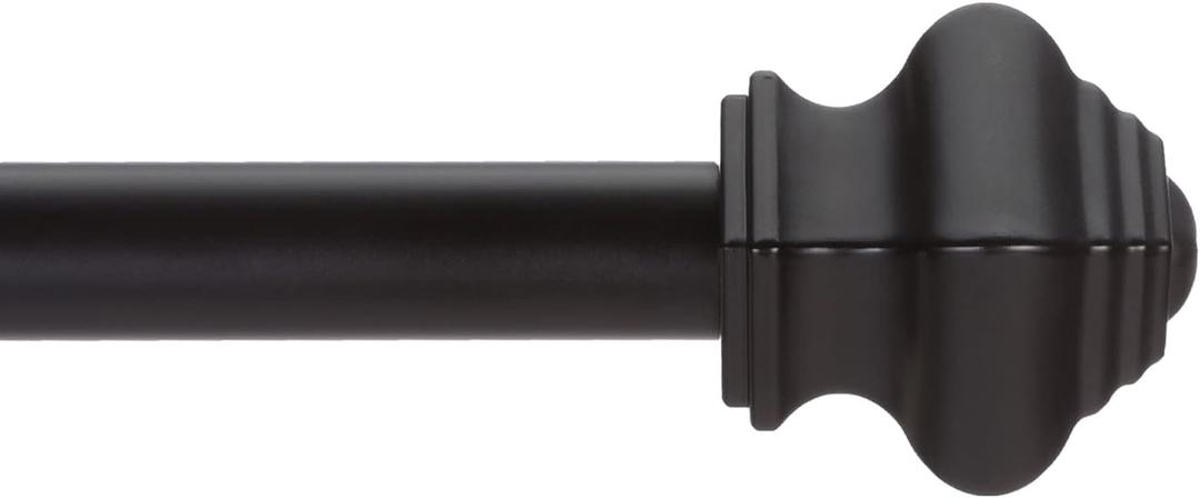 Curtain Rods for Windows 46-78 Inch, 5/8"Black Curtain Rods, Stainless Steel Heavy Duty Curtain Rods for Bedroom, Living Room, Outdoor Curtain Rod Black