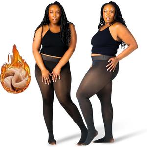 Fleece Lined Tights for BLACK WOMEN (Medium, Dark Brown)