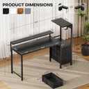 HLDIRECT 60 Inch Gaming Desk with Power Outlets & LED Lights, Black