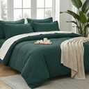 Waffle Weave Duvet Cover California King -100% Cotton Breathable Bedding Set, Easy Care, Soft & Cozy Comforter Cover for All Season with Corner Ties, 3 Pieces with Pillow Shams,104x98(Forest Green)