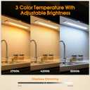 Under Cabinet Rechargeable Dimmable Lighting: 3 Color Temperature Motion Sensor Lights Indoor - Battery Operated Lights - Activated Closet Magnetic Wireless Led Light for Kitchen Home Bathroom Counter
