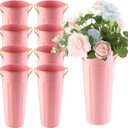 8 Pcs 11.8 Inch Tall Galvanized Flower Bar Pink Buckets with Handles - Tin Metal Vase for Home Decor, Wedding Centerpiece, Table Decorations - Unbreakable Tall Vase for Fresh Flowers