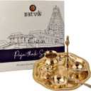SATVIK 8.5 Inch Brass Puja Thali Set of 7 | Handcrafted Design for Divine Blessings | Ideal Housewarming Return Gift | Perfect for Festivals & Worship | Complete Puja Thali Set