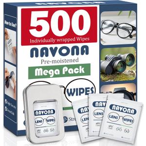 500 Count Lens Wipes for Eyeglasses Pre-Moistened, Individually Wrapped Eyeglass Cleaning Wipes Scratch-Free, Streak-Free Glasses Cleaner Wipes for Sunglasses & Camera Lens Bulk Pack
