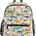 AUUXVA Alphabet Dinosaur Backpack for Kids, Neutral Preschool Toddler Bookbag Boy Girl, Childish Dino Kids Back Pack Kindergarten Children Bag Nursery Junior Primary Student Travel School Bag