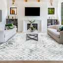 8x10 Washable Geometric Area Rug for Living Room Non Slip Boho Moroccan Bedroom Rug Indoor Farmhouse Floor Mat Soft Low Pile Woven Carpet for Classroom Office Under Dining Table(Gray) (Grey)