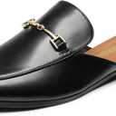 DREAM PAIRS Mules for Women Flats Comfortable Buckle Mules Slip on Slides Backless Loafers Shoes (6.5, Black-pu)