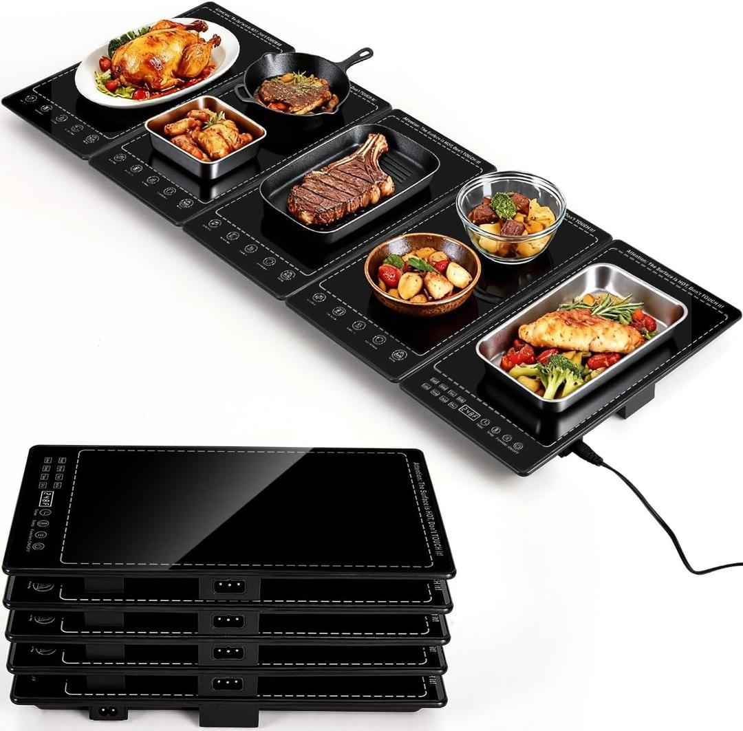 Electric Warming Tray, 41"x15" Food Warmer for Parties Buffets, 3-in-1 Modular Warming Mat Adjustable 86-248 Temperature & 24H Timer, Glass Surface Warming Chafing Dishes for Catering Gathering