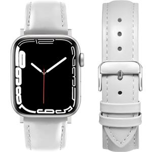 Leather Bands Compatible with Apple Watch 38mm 40mm 41mm 44mm 45mm 49mm for Men Women, Top Genuine Leather Watch Strap Replacement Wristband for iWatch Ultra SE Series 9 8 7 6 5 4 3 2 1
