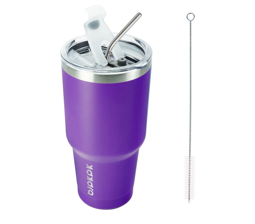 BJPKPK 30 oz Stainless Steel Tumbler With Lid And Straw Vacuum Insulated Double Wall Travel Coffee Water Tumbler,Purple