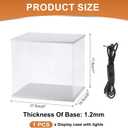 MECCANIXITY Clear Display Case, Acrylic Figure Display Case Clear Display Boxes for Collectibles, Figures Model Toys Home Storage(with Square LED Light, 8x6x7 Inch White Base)