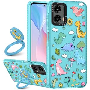 Boaretiu Cute Kawaii Case for Motorola Moto G 5G 2024 with Stand - Fashion Cool 360 Rotate Ring Holder Kickstand Design for Women Girls Boys Teens Girly Case for Moto G 5G, Dinosaur