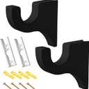 2 Pack Wooden Curtain Rod Brackets Curtain Rod Holder Wood Brackets Classics 3 1/2" Return Bracket for 2" Pole (Black)