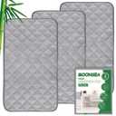 Diaper Changing Pad Liner Non-Slip, Waterproof Terry Mat, Quilted Absorbent Bassinet Liners Washable, 3 Pack 13"x 26" Reusable Portable Changing Table Pad Rectangle Grey (Gray)
