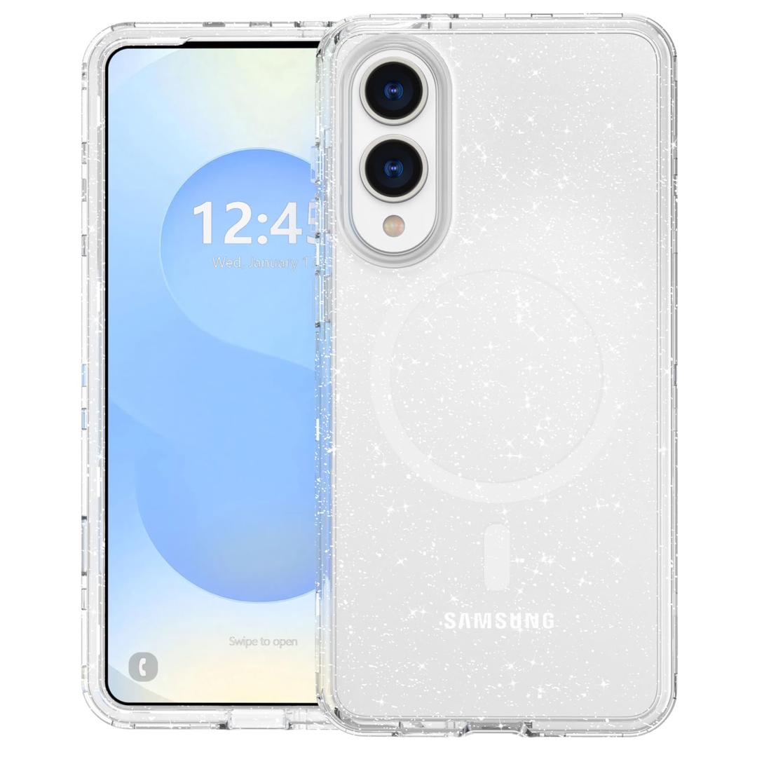 ANNSD for Samsung Galaxy S25 Edge Case,3 in 1 Design Magnetic Shockproof,Translucent Protective Multilayer for Galaxy S25 Edge Case Clear Bling