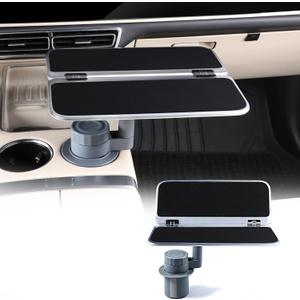 360 Rotating Folding Cup Holder Table, Steering Wheel Tray, Car & Laptop Desk - Car Accessories for Women & Men, Fit Tesla Model Y/3/S/Explorer/Maverick (Foldable Car Table Board (Black))