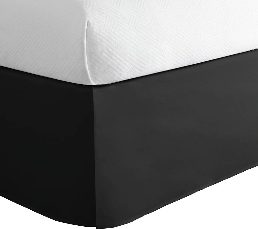 Today’s Home Classic Tailored Bed Skirt Dust Ruffle, Microfiber, 14" Drop Length, King, Black