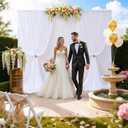 1010ft White Backdrop Curtain for Weeding Parties, Wrinkle-Free Fabric Drape for Baby Shower, Birthday Party Decorations, Photography Photo Booth Background, Single Panel No Sewing, with Rod Pocket