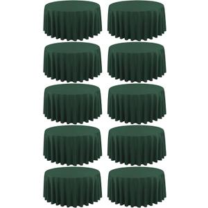 10 Pack Hunter Green Round Tablecloths - 120 Inch, Polyester Table Cover for Round Table, Stain and Wrinkle Resistant Washable Fabric Tableloth, Polyester Tablecloth for Wedding Banquet Parties
