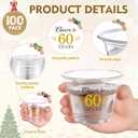 LemonRoad 100 Pack 60th Birthday Cup 9 oz Cheers to 50 Years Birthday Disposable Clear Plastic Cocktail Cups Hot Cold Beverage Drinks for Men Women Wedding Anniversary Decorations Party Favors (EXP 12/31/56)