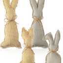 4 Pieces Easter Rustic Bunnies, Farmhouse Easter Decor Bunny Stuffed Fabric Rabbit Spring Decor for Easter Home Desk Counter Tiered Tray Basket Bowl Fillers Rabbit Collections
