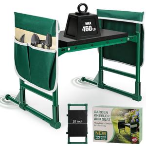 Garden Kneeler and Seat for Seniors Heavy Duty Anti-Tip Gardening Stool with Widened Thick Soft Kneeling Pad, Foldable Garden Bench with Sturdy Handles, Gardening Gifts for Women Men Mom (Green)