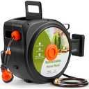 YSEAGA Retractable Garden Hose Reel 100 ft x 1/2 in,Super Heavy Duty Automatic Wall Mount Water Hoses Reels for Outdoor, Any Length Lock, Slow Return System,180° Swivel Bracket,10 Pattern Nozzle